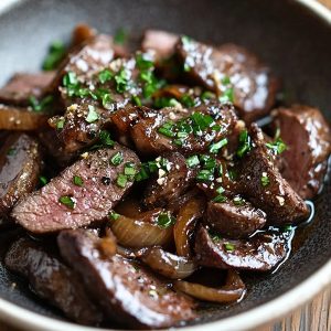 Foie de bœuf mariné