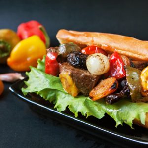 Sandwich brochette de bœuf