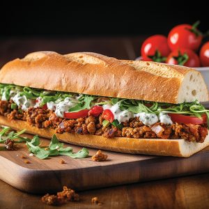 Sandwich viande hachée assaisonnée